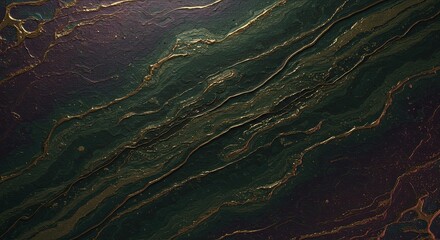 Poster - A gold and green patterned wall with a shiny texture