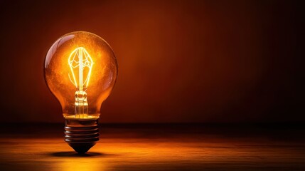 Poster - Innovative light bulb resting on a table capturing the essence of business innovation and creative problem solving