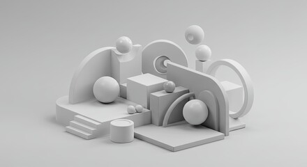 Aufkleber - A white cube with a ball on top of it