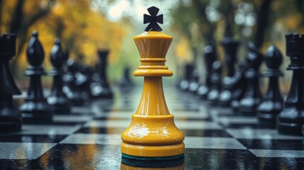 Poster - A strategic chess game unfolding on the board with pieces strategically placed representing business planning