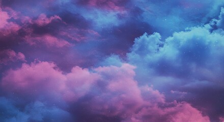 Poster - The sky is filled with clouds of different colors, including blue and purple