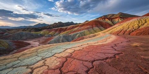 Poster - A colorful landscape with a mix of brown, red, and yellow colors