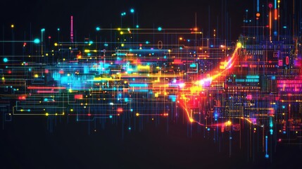 Poster - Colorful abstract background featuring vivid shapes and patterns for use in cognitive service management applications