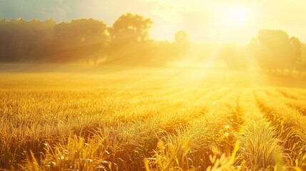 Aufkleber - Sunlight illuminating golden corn fields at dawn showcasing the beauty of organic farming Generative AI