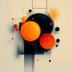 Poster - Abstract Geometric Design: A visually striking digital illustration features a complex arrangement of geometric shapes, primarily circles and lines, in a balanced and contemporary composition.
