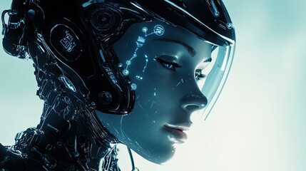 Poster - Futuristic Robot Woman with Cybernetic Features and High-Tech Design