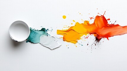 Poster - Rainbow of Colors: A vibrant burst of multi-colored paint spills from a paint can, creating a vivid display of art and creativity.