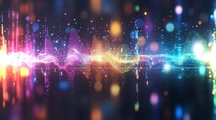 Poster - Colorful sound waves create vibrant visual patterns in a dynamic display of audio frequencies