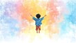 © Tuong - Happy Boy Jumping in Pastel Watercolor Illustration