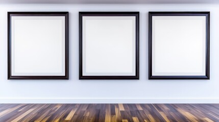 Poster - Three empty picture frames hung on a wall, ready to showcase personal memories and art