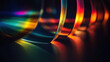 © otter2 - Close-up of refracted light waves, intricate interplay of rainbow hues on a smooth reflective surface, minimalistic dark background