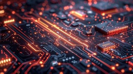 Poster - detailed view of a vibrant circuit board showcasing advanced technology and connectivity in a high-t