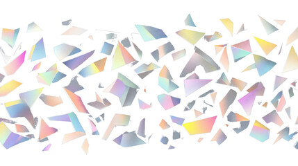 Poster - Iridescent geometric shapes falling on transparent background