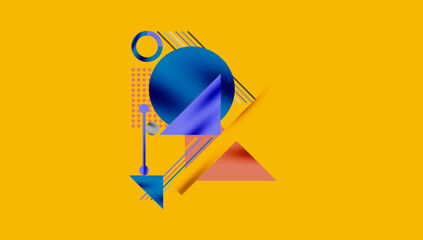 Poster - Circles, triangles, squares, rings and lines with shadow effect