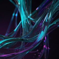 Fototapete - Abstract glass-like liquid tendrils weaving.
