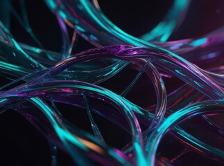 Fototapete - Abstract glass-like liquid tendrils weaving.