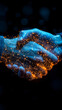© NNS Studio - Futuristic handshake virtual business connection glowing technology digital partnership team cooperation innovation networking trust professional deal agreement teamwork artificial intelligence
