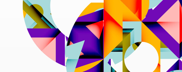 Aufkleber - Abstract geometric composition with interlocking circular and angular shapes, featuring smooth gradients and sharp contrasts on a white background