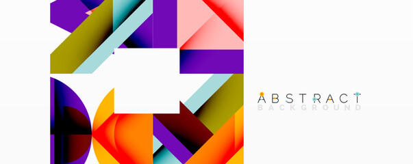 Poster - Abstract geometric composition with interlocking circular and angular shapes, featuring smooth gradients and sharp contrasts on a white background