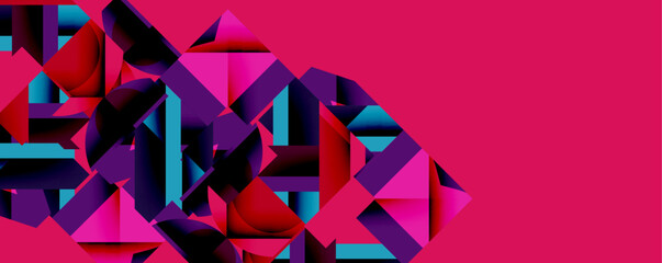 Aufkleber - Abstract geometric composition with interlocking circular and angular shapes, featuring smooth gradients and sharp contrasts on a white background