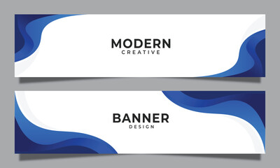 Poster - abstract modern wavy banner horizontal design for presentation business background
