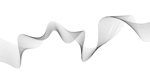 Poster - abstract modern black and grey wavy line horizontal banner design on white background