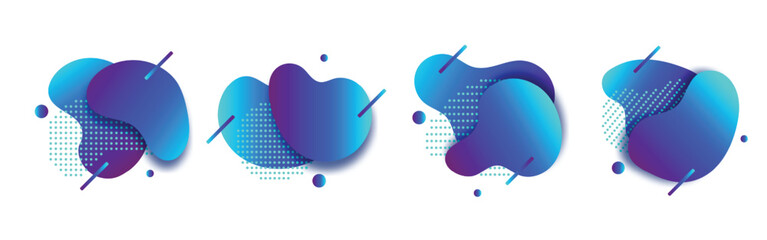 Poster - blue and purple gradient abstract banner with liquid shape elements on white background
