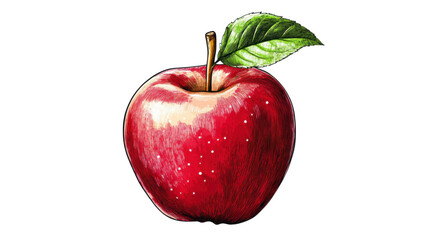 Poster - Red apple with leaf showing on transparent background
