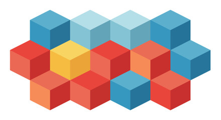 Poster - Colorful geometric cubes arranged in a flat design style vector art