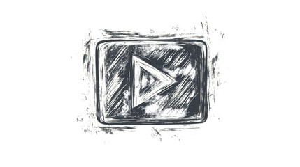 Poster - Play button sketch representing watching videos and streaming content on transparent background