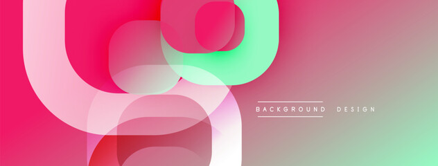 Poster - Circular abstract design with overlapping translucent circles and round shapes, blending gradients and smooth curves, creating depth, contrast, and a dynamic visual effect