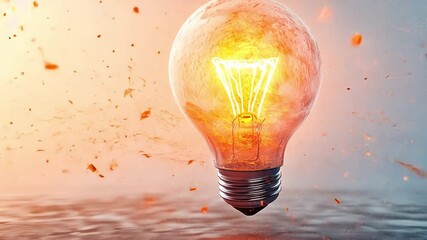 Poster - Illuminating Insights: A luminous light bulb shines brilliantly, bursting with vibrant energy, signifying innovation and the spark of ideas.