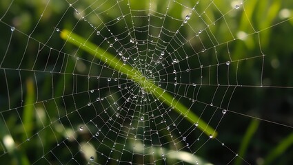 spider web with dew drops