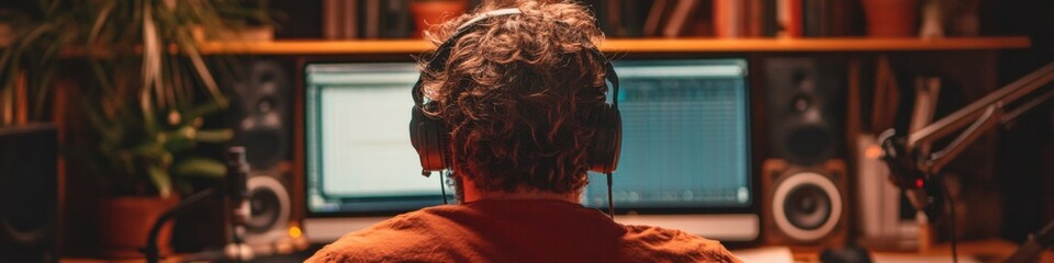 Leinwandbilder - Immersive True Crime Podcasting Gen Z Audio Storyteller Crafting Investigative Narratives Through Dynamic Hybrid Digital Production Workspace