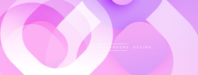 Poster - Circular abstract design with overlapping translucent circles and round shapes, blending gradients and smooth curves, creating depth, contrast, and a dynamic visual effect