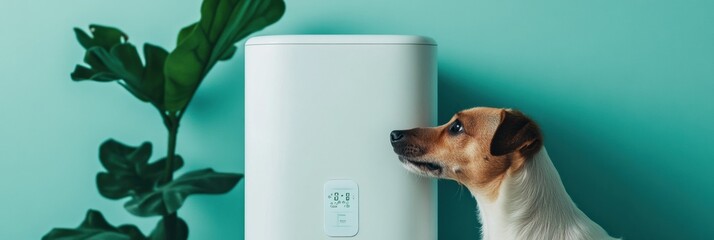 Poster - Smart Pet Wellness Revolution Minimalist AI-Powered Automatic Feeder Transforms Canine Care with Sleek Tech Design for Modern Pet Parents