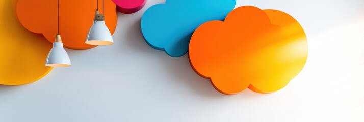 Fototapete - Cloud Computing Minimalist Design Vibrant Abstract Tech Visualization Exploring Digital Transformation and Innovative Workspace Connectivity