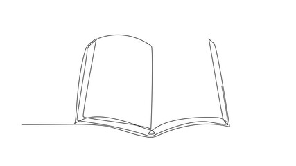 Poster - Animated self drawing of single one line drawing girl walking in the middle of open big books holding bookmark. Open latest page. New hobby. International of Children Book Day. Full length animation