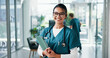 © CC/peopleimages.com - Nurse, woman and portrait with tablet in clinic for telehealth, online medical records or healthcare service. Medicine, doctor and smile with digital app for hospital schedule and health information