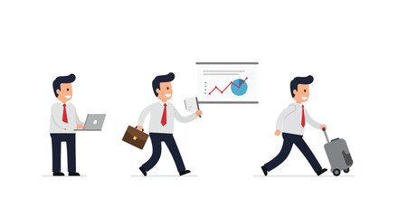 Poster - businessman in three stages with flat design style vector illustration