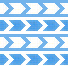 Wall Mural - abstract seamless pattern with dotted arrows. geometric pattern with white and blue dotted arrows. a
