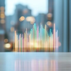 Poster - Holographic Data Visualization Futuristic Urban Analytics Revealing Multicolor Business Intelligence Metrics in Soft-Focus Corporate Landscape