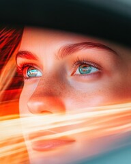 Poster - Futuristic Digital Interface Gen Z Immersive Experience with Augmented Reality Reflection, Capturing Next-Gen Tech Aesthetics and Innovative Visual Communication