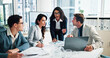 © CC/peopleimages.com - Office, business people and project manager with paperwork for feedback, meeting and finance update. Team, accountants and financial advisor with documents for risk management, discussion and explain