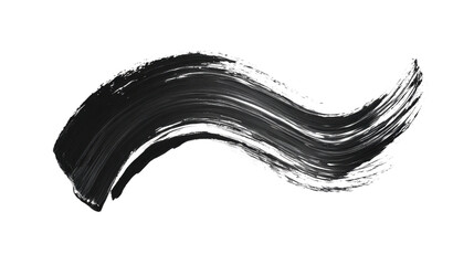Poster - Black paint brush stroke forming a wavy line on transparent background