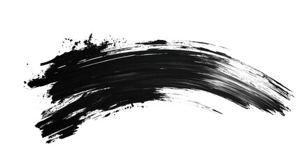 Poster - Black paint brush stroke on transparent background with artistic texture