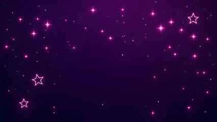 Poster - Enchanting Violet Galaxy with Luminous Stars and Celestial Outlines
