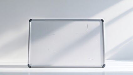 Poster - clear acrylic tray rests on a minimalist table while soft sunlight streams through the window at mid