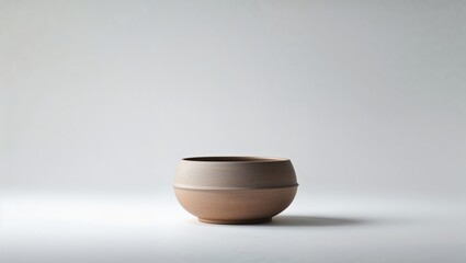 Poster - simple brown ceramic bowl on light background showcasing minimalist design and craftsmanship