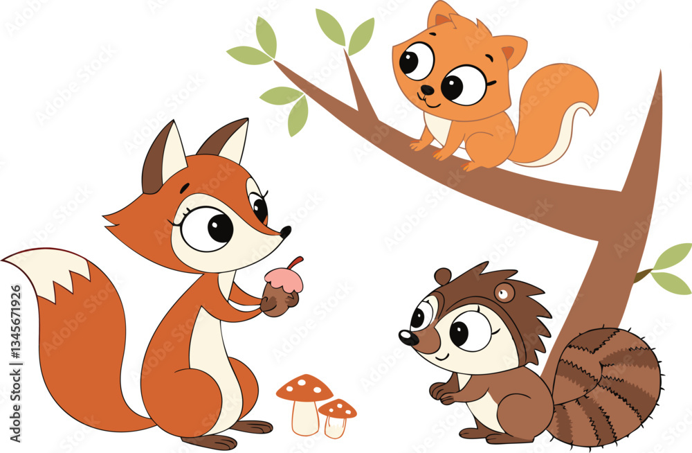Squirrel And Hedgehog Fox